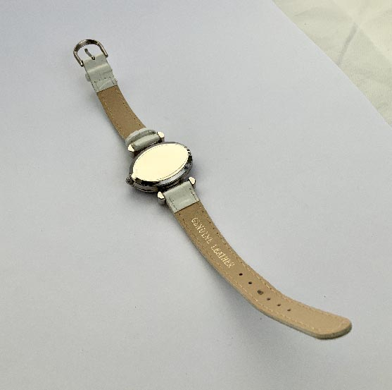 Italian quartz watch with mille fiore' glass front and leather strap